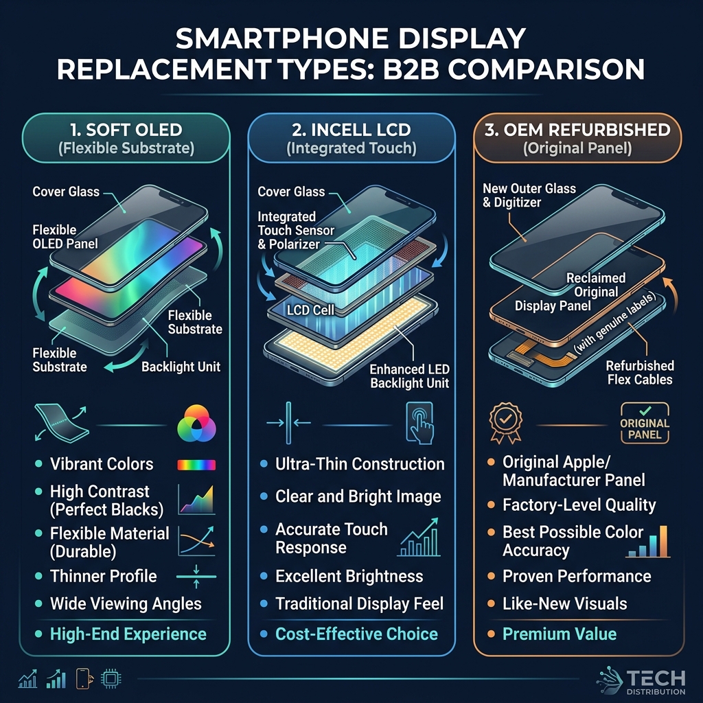 Soft OLED, LCD, Refurbished iPhone Screen Technologies