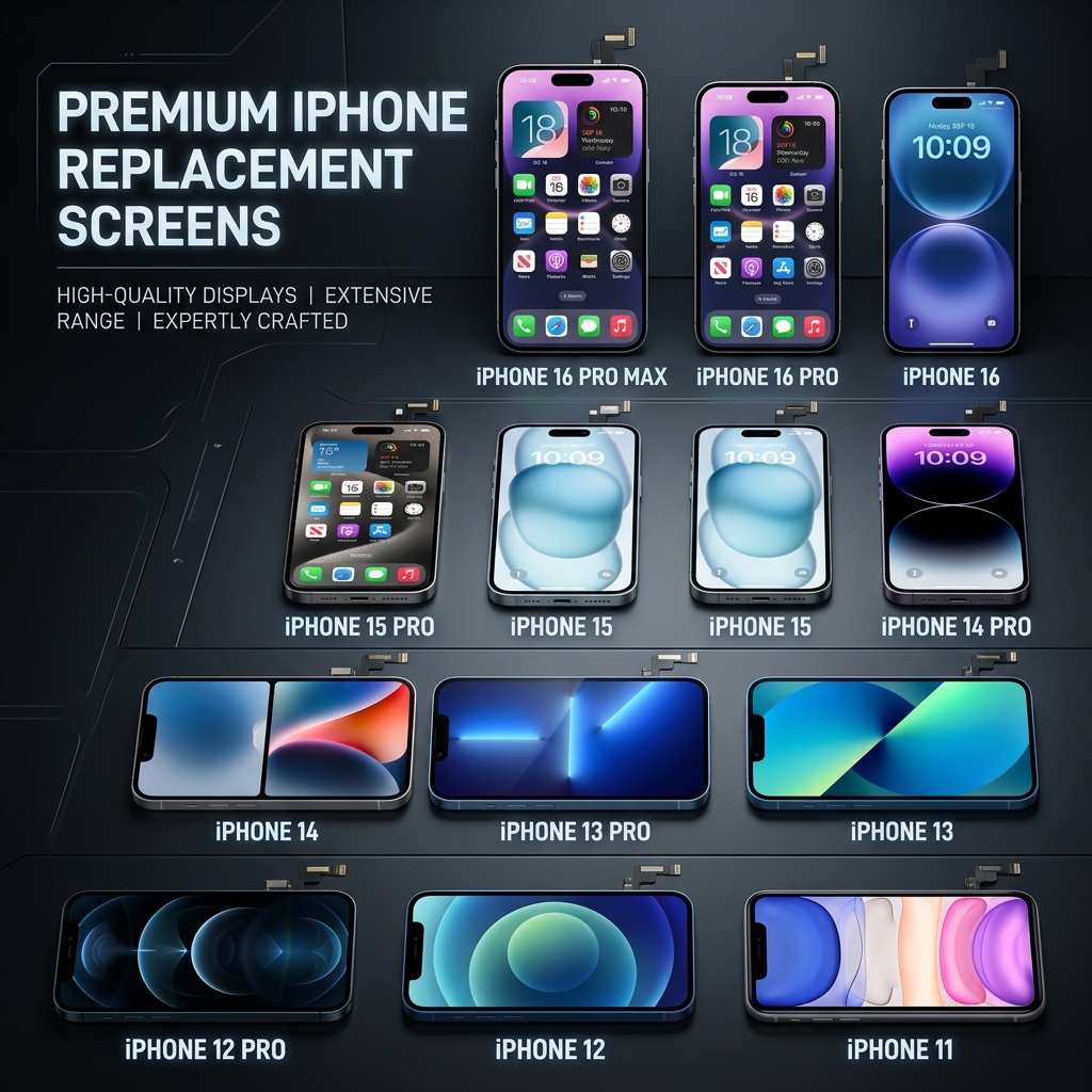iPhone 16, 15, 14, 13 Series Screen Displays Grid